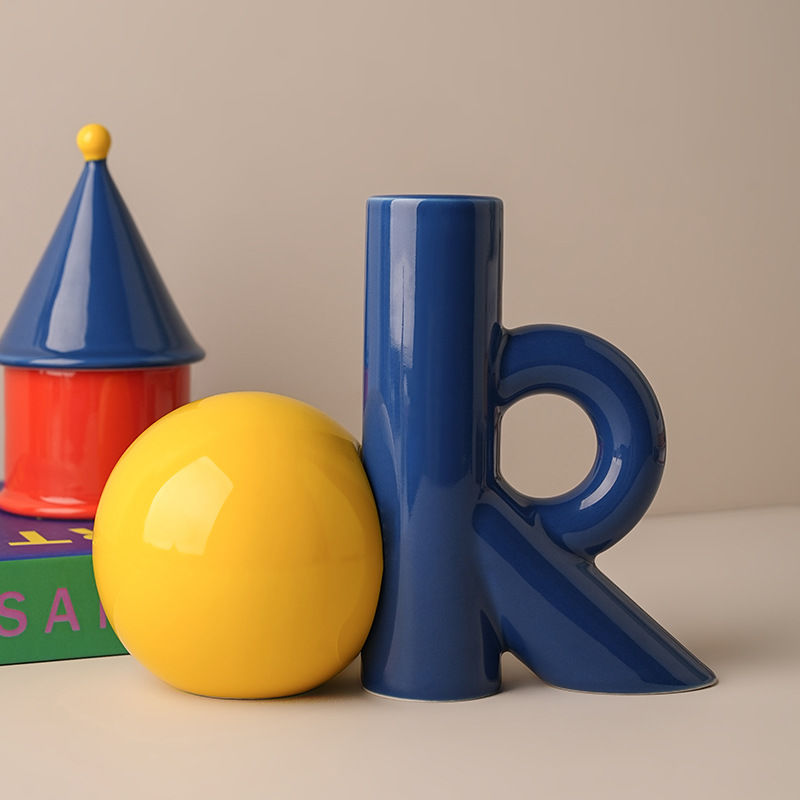 Ok Lighting Decor - 4Colors OK-Shaped Ceramic Vase Modern Home