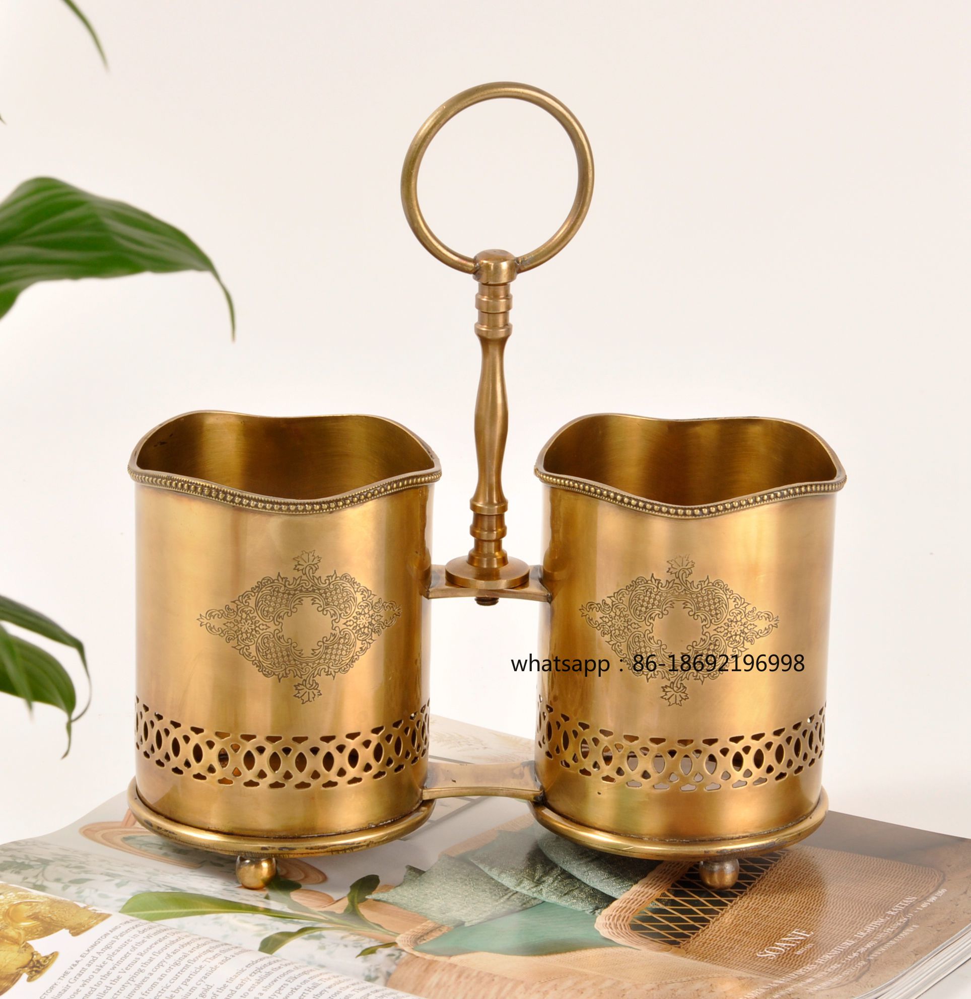 Decor Lighting India - India Imported Brass Handle Cutlery Tube