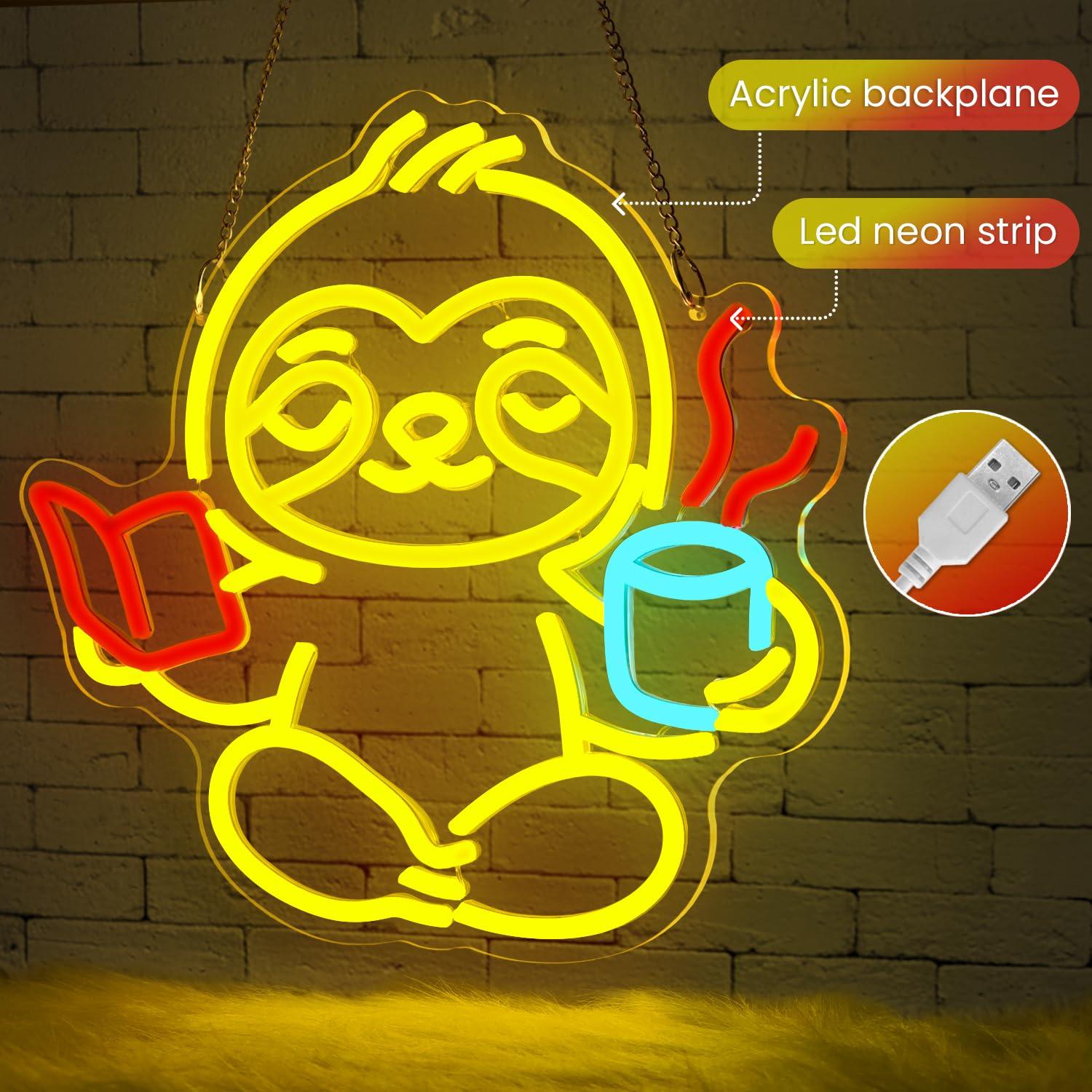 Sloth Neon Sign USB Dimmable L - огляд і ціна Lighting Decor Living Room