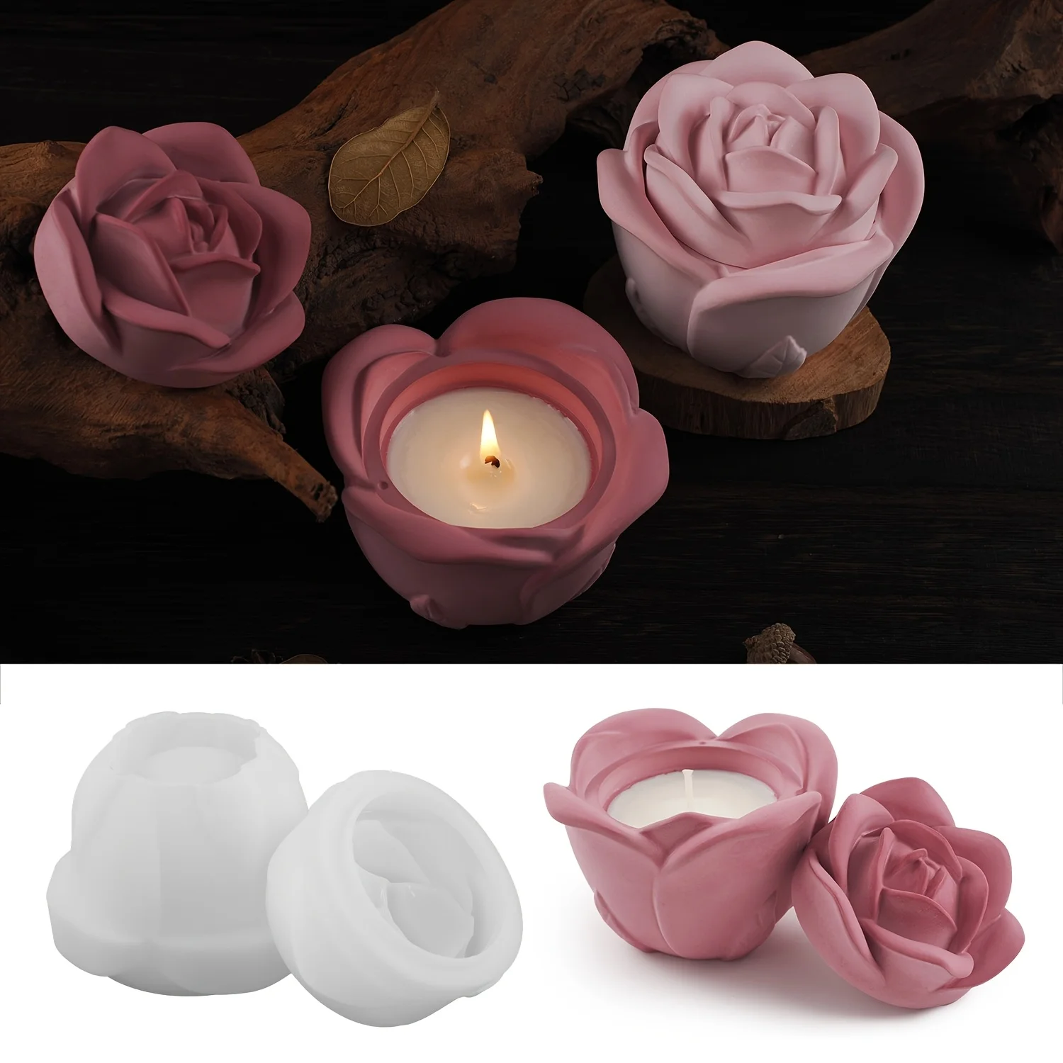 2-Piece Set Rose Shaped Silico - огляд і ціна Candle Holder Set