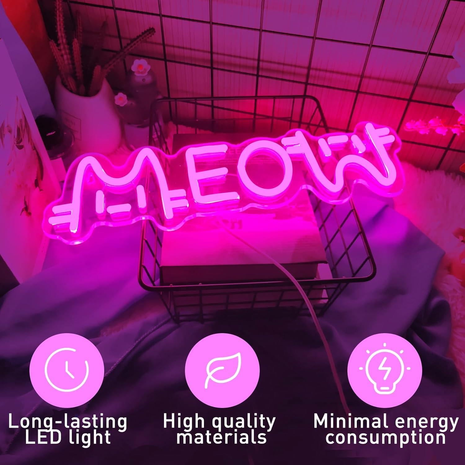 Meow Neon Sign Cat USB Powered - огляд і ціна Lighting Decor Store