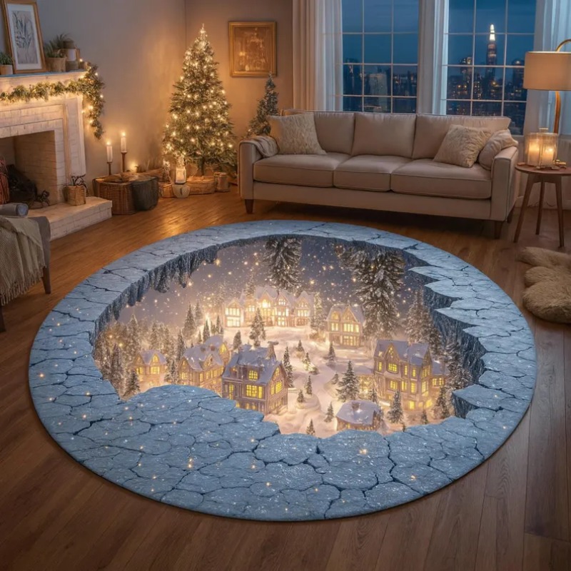 3D Christmas Village Rug Winte - огляд і ціна Bathroom Lighting Decor Ideas