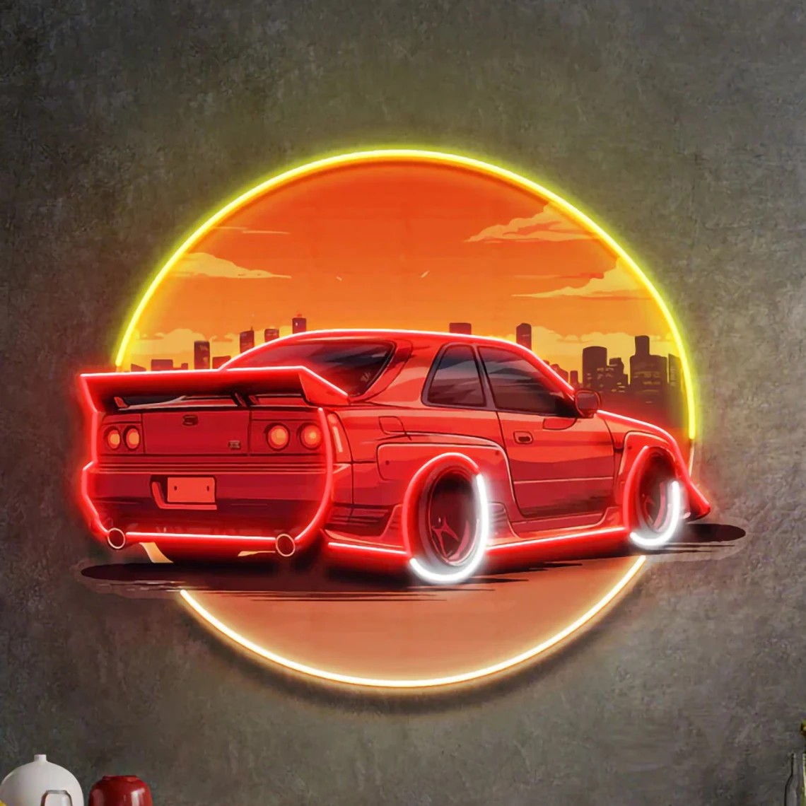 Stylish Sunset Car Neon Wall S - огляд і ціна Bathroom Lighting Decor Ideas