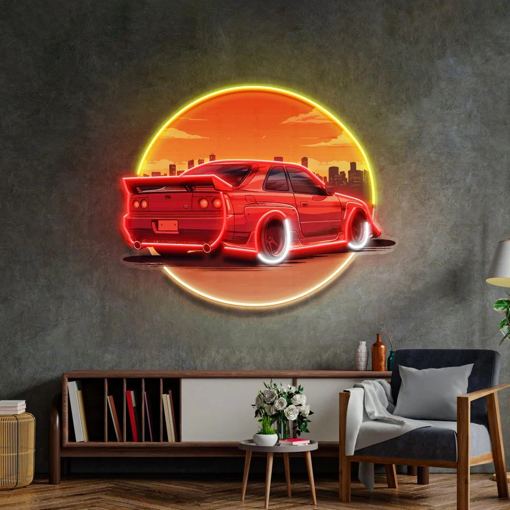 Stylish Sunset Car Neon Wall S - огляд і ціна Bathroom Lighting Decor Ideas