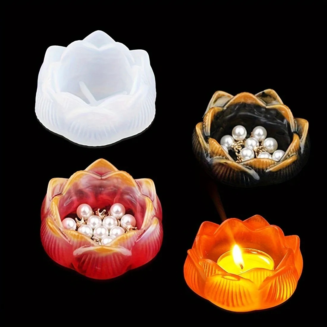 1pc DIY Lotus Flower Silicone  - огляд і ціна Candle Holder Set